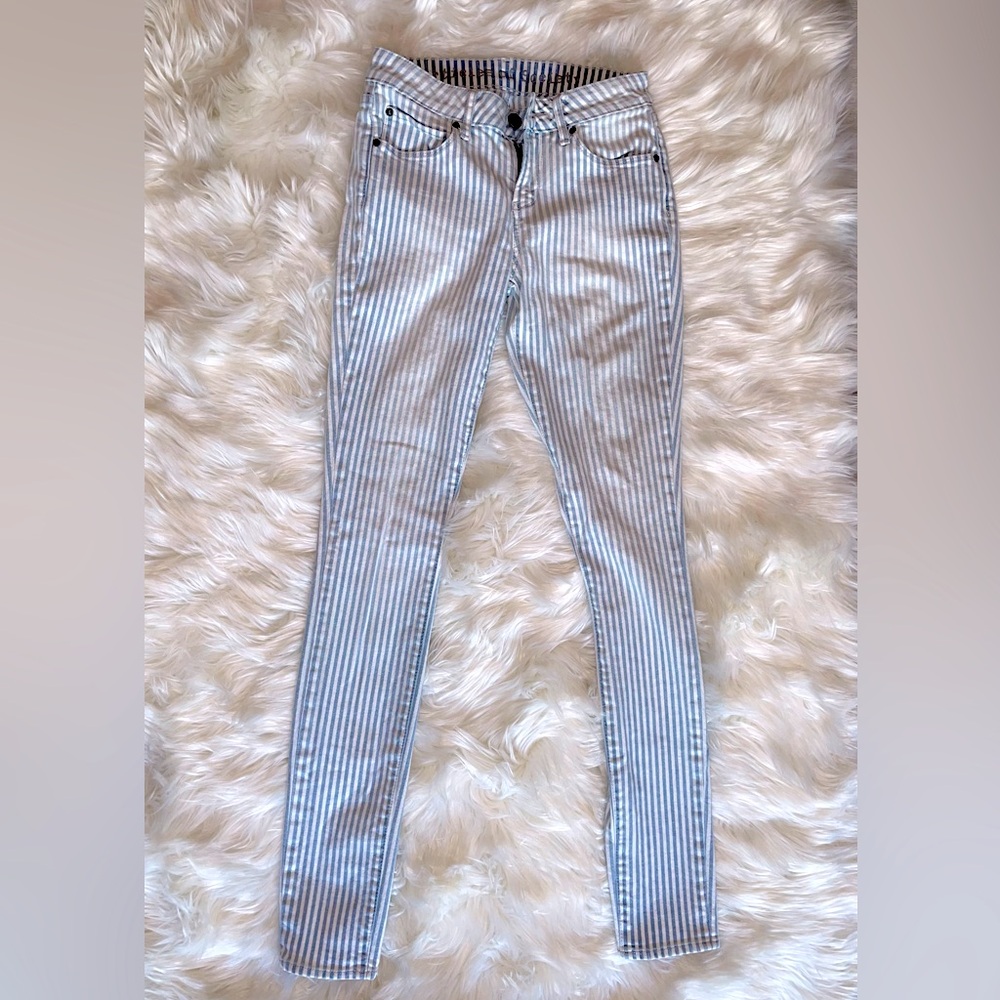Articles of Society Blue and White Striped Skinny Jeans